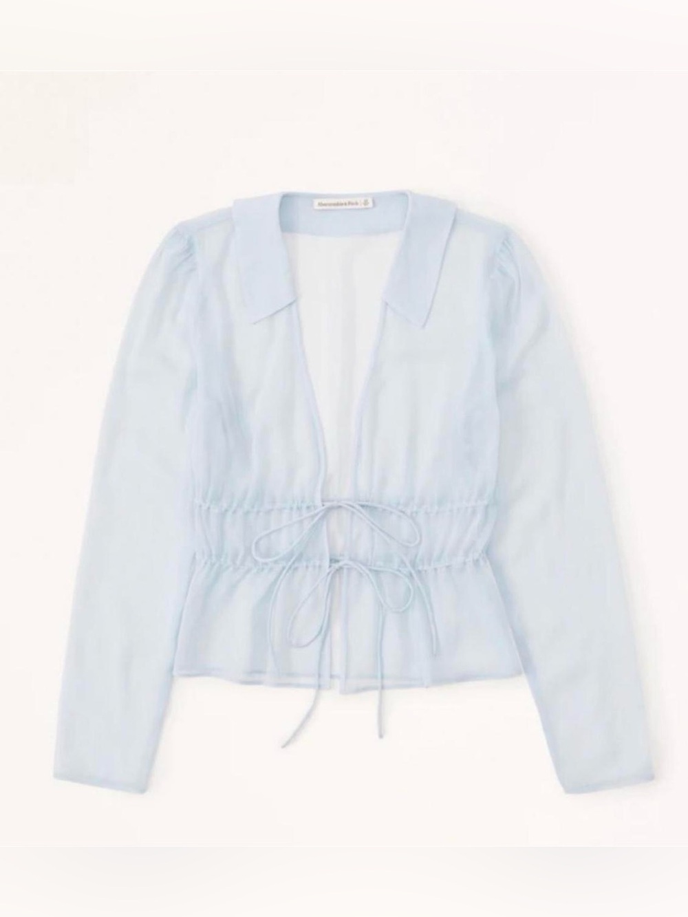 Abercrombie & Fitch Light Blue Sheer Tie Top